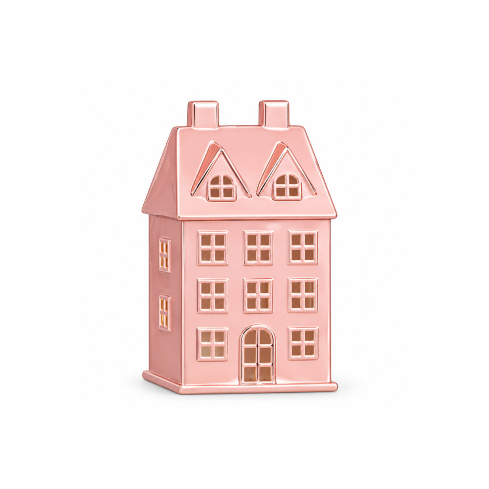 Holly Days Christmas Collection Medium Alloy House Ornament - PINK